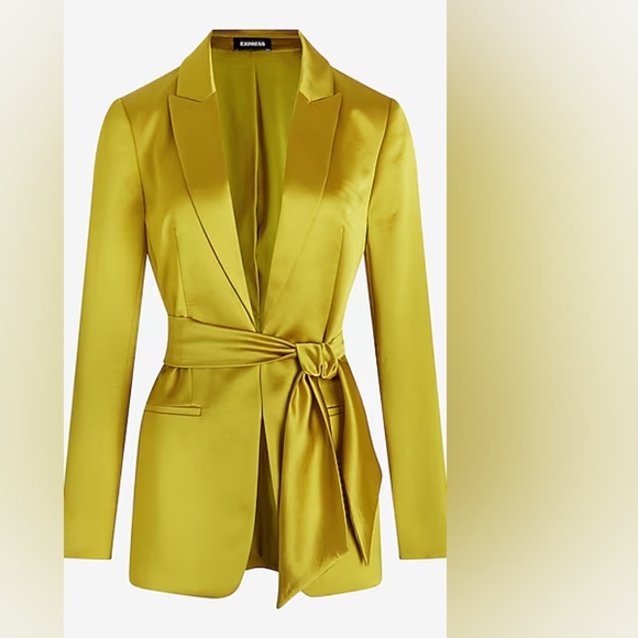 Satin Tie Waist Blazer - Picture 2 of 5